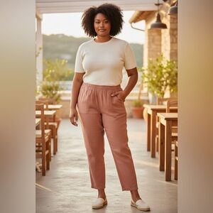 J. Jill | Elastic Waist Pull On Tencel Pleated Pants in Light Chutney Size 2X